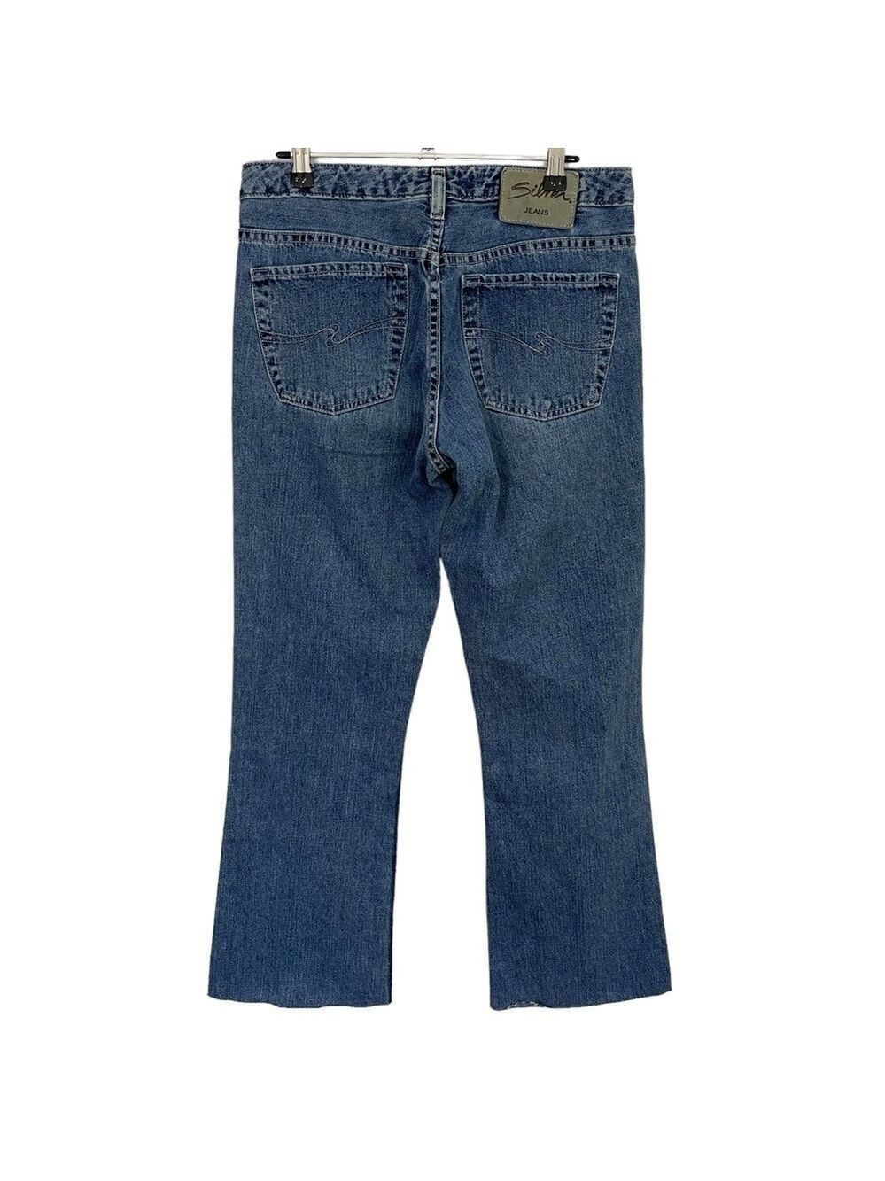 Vintage 90s Silver Jeans Flare Leg Sz 29/28 Medium Wash Denim Distressed VGUC